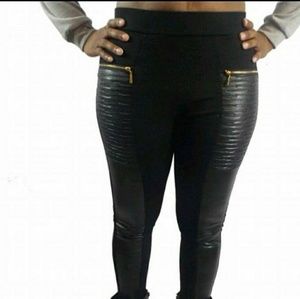 Cotton and PU Leggings